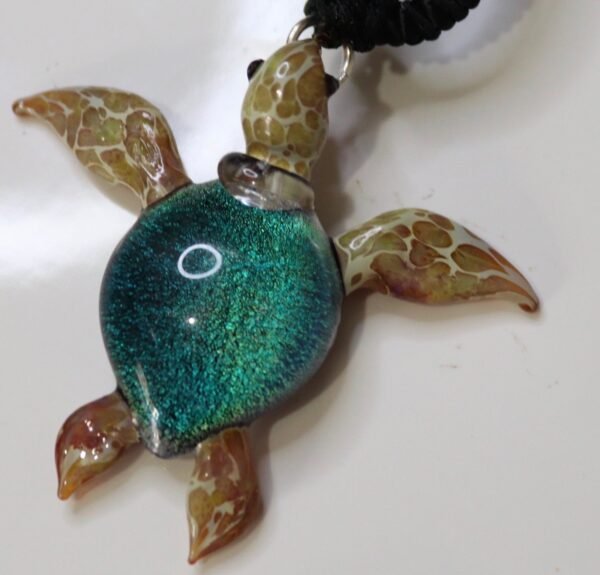 Handmade Emerald Sparkling Glass Sea Turtle Jewelry