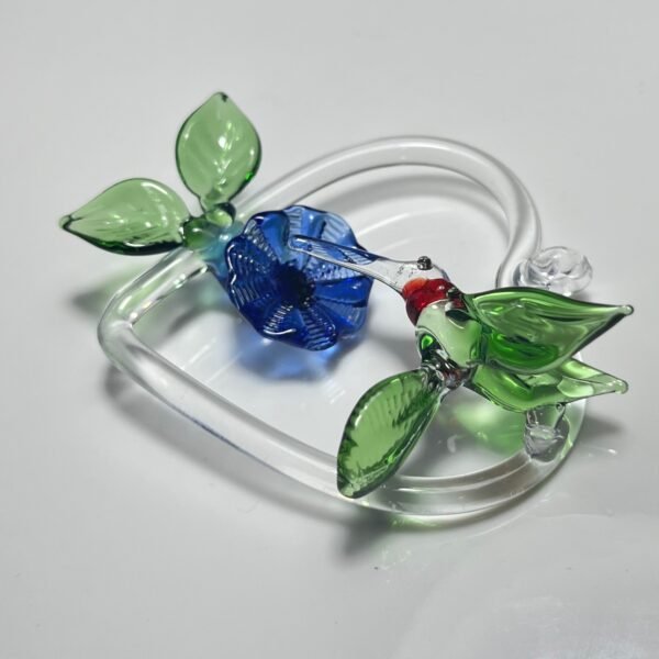 Eternal Love Hummingbird Glass Blown Heart Ornament - Image 3